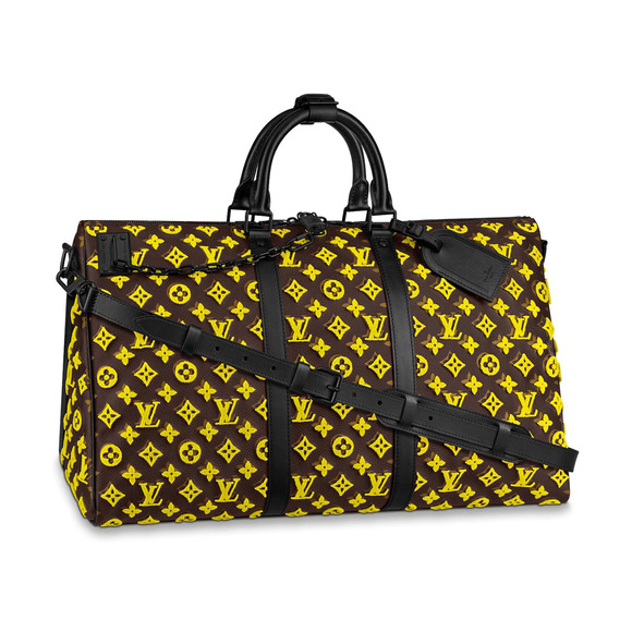 Louis Vuitton Keepall Triangle Bandouliere 50 Tuffetage Yellow Duffle Travel Bag - Picture 1 of 11
